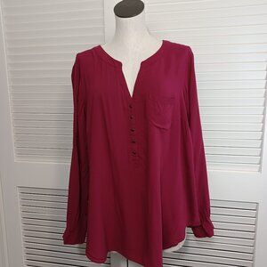 Torrid Tunic Blouse Maroon Roll Tab Sleeve Popover Style Womens Plus Size 3 X